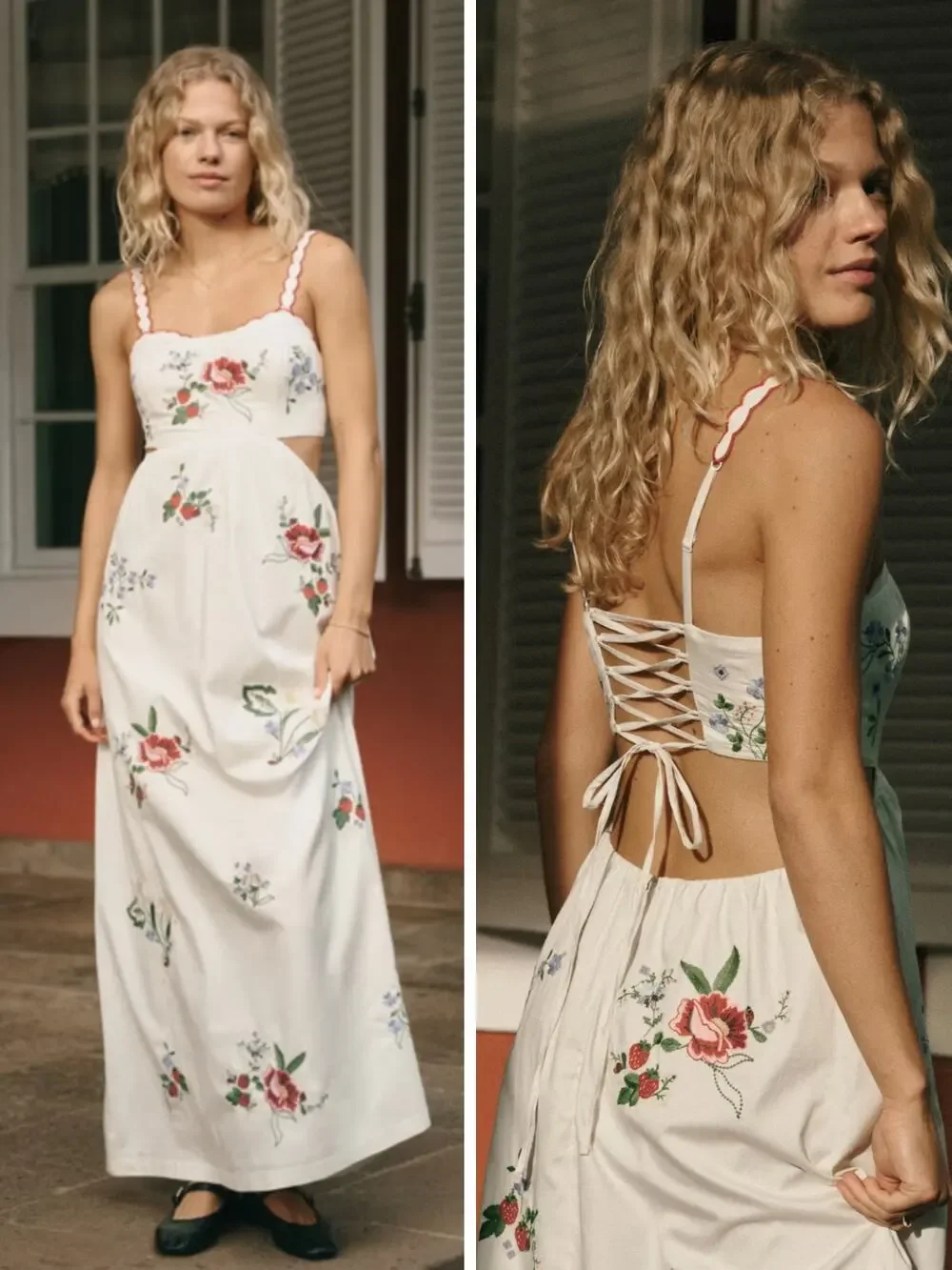 ABERCROMBIE & FITCH Bra-Free Embroidered White Maxi Dress Size XS NEW